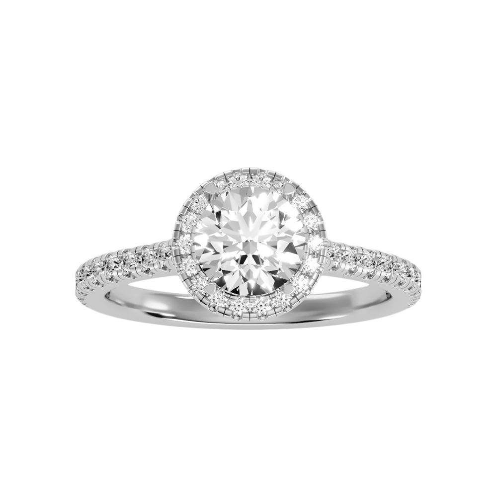 Dramatic Classic Halo Diamond Engagement Ring - Three