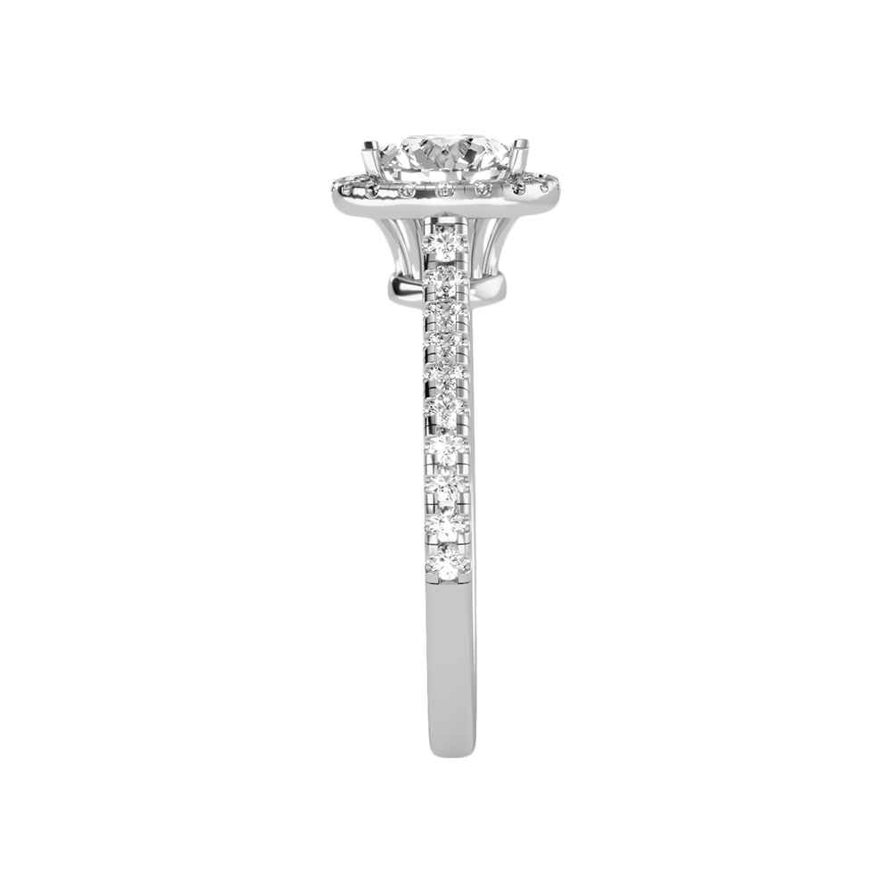Dramatic Classic Halo Diamond Engagement Ring In 925 Sterling Silver - Four