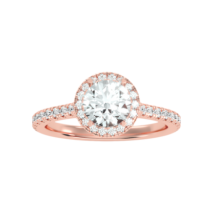 Dramatic Classic Halo Diamond Engagement Ring In 925 Sterling Silver - Five