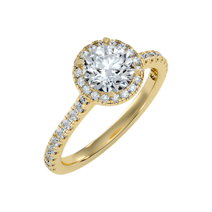 Dramatic Classic Halo Diamond Engagement Ring - Nine