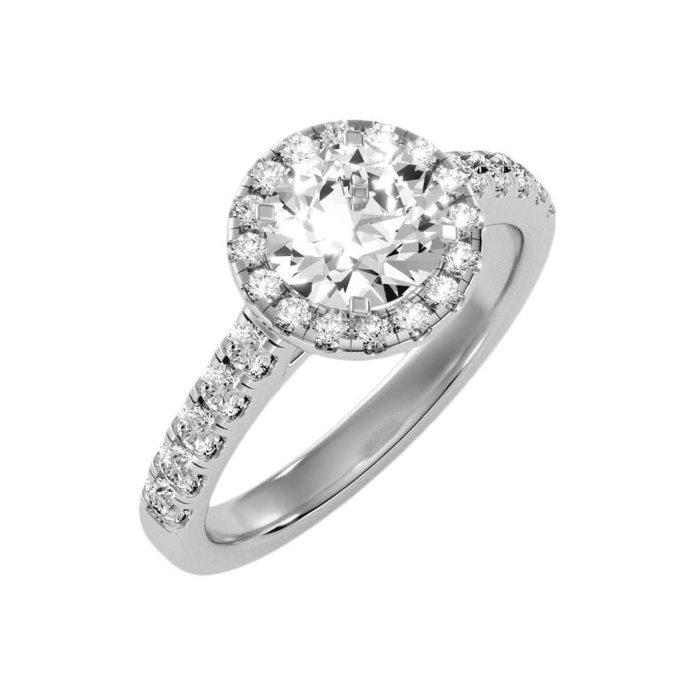 Dreamy Classic Halo Diamond Engagement Ring In 925 Sterling Silver - One