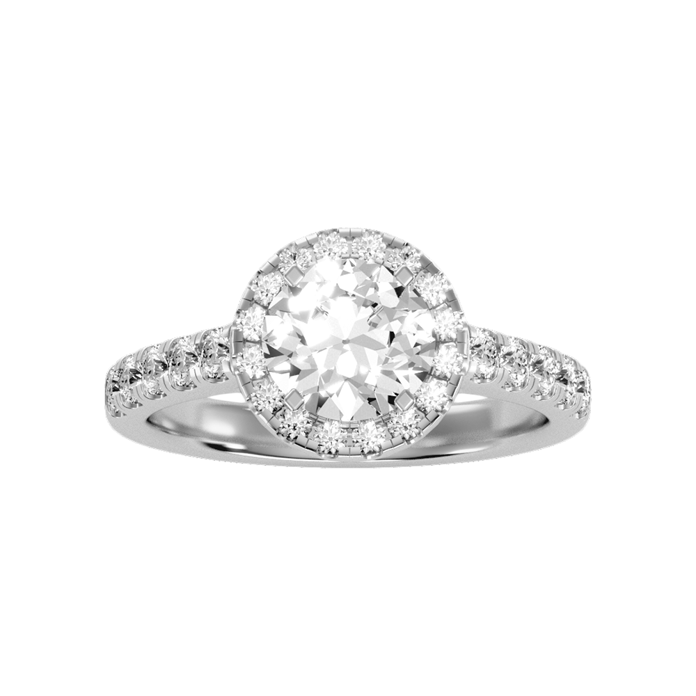 Dreamy Classic Halo Diamond Engagement Ring In 925 Sterling Silver - Three