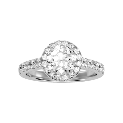 Dreamy Classic Halo Diamond Engagement Ring In 925 Sterling Silver - Three