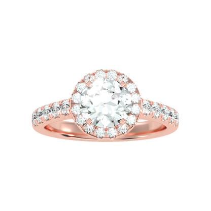Dreamy Classic Halo Diamond Engagement Ring In 925 Sterling Silver - Five