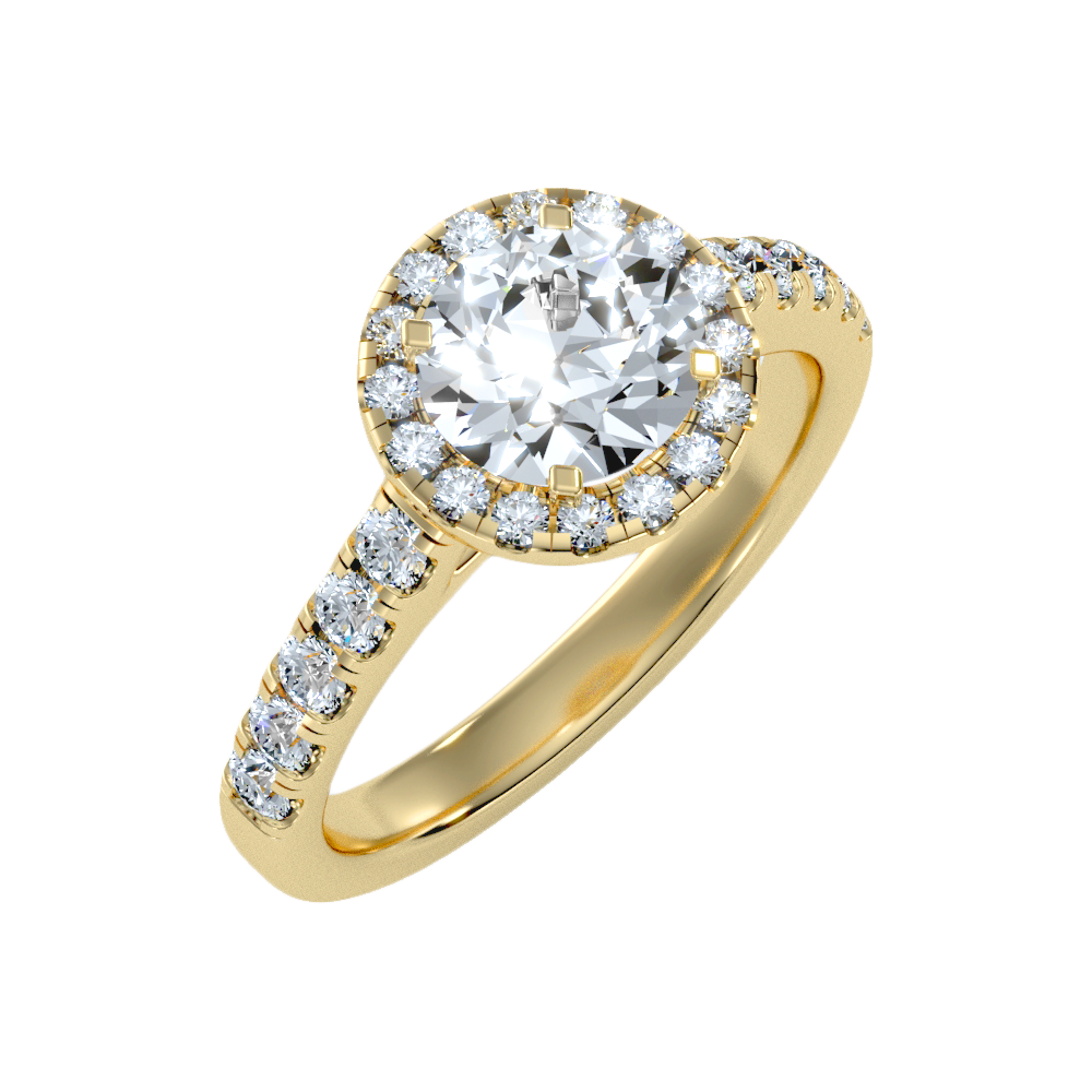 Dreamy Classic Halo Diamond Engagement Ring In 925 Sterling Silver - Nine