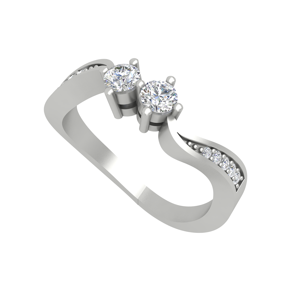 Dual Diamond Anniversary Ring In 925 Sterling Silver - Three
