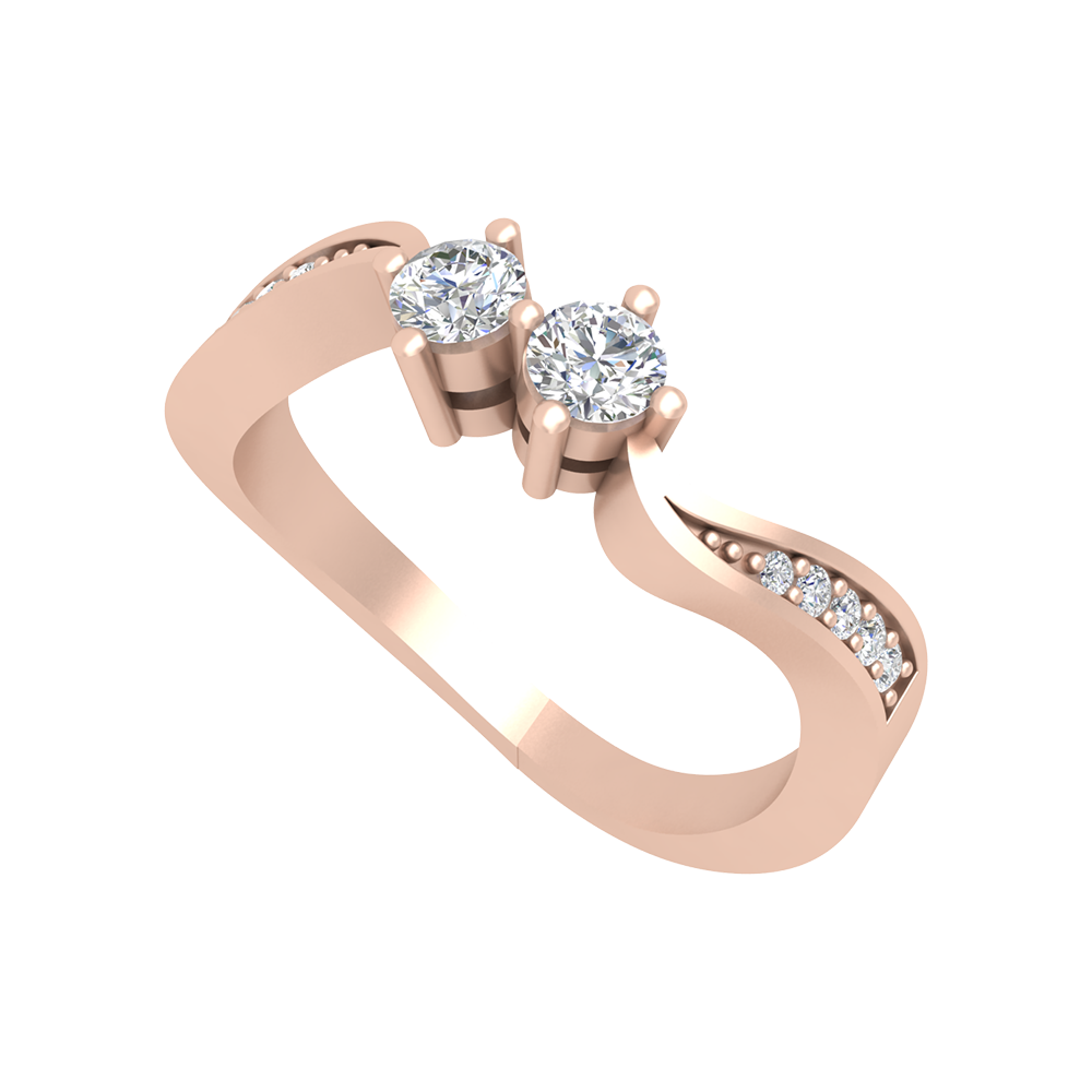 Dual Diamond Anniversary Ring In 925 Sterling Silver - Five