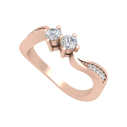 Dual Diamond Anniversary Ring In 925 Sterling Silver - Five