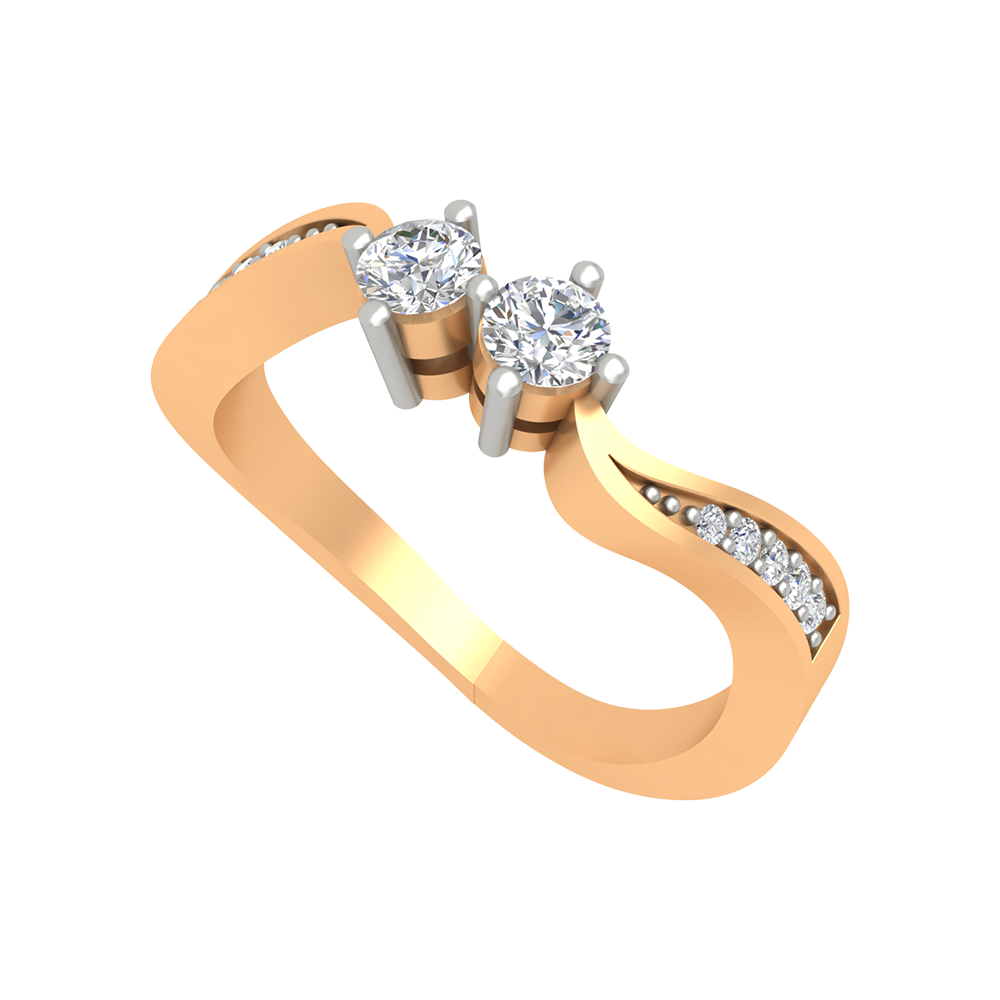 Dual Diamond Anniversary Ring In 925 Sterling Silver - Nine