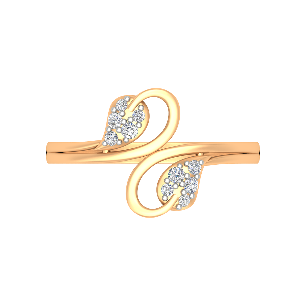 Dual Leaves Diamond Band In 925 Sterling Silver - Ten