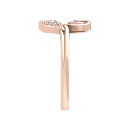 Dual Leaves Diamond Band - Three