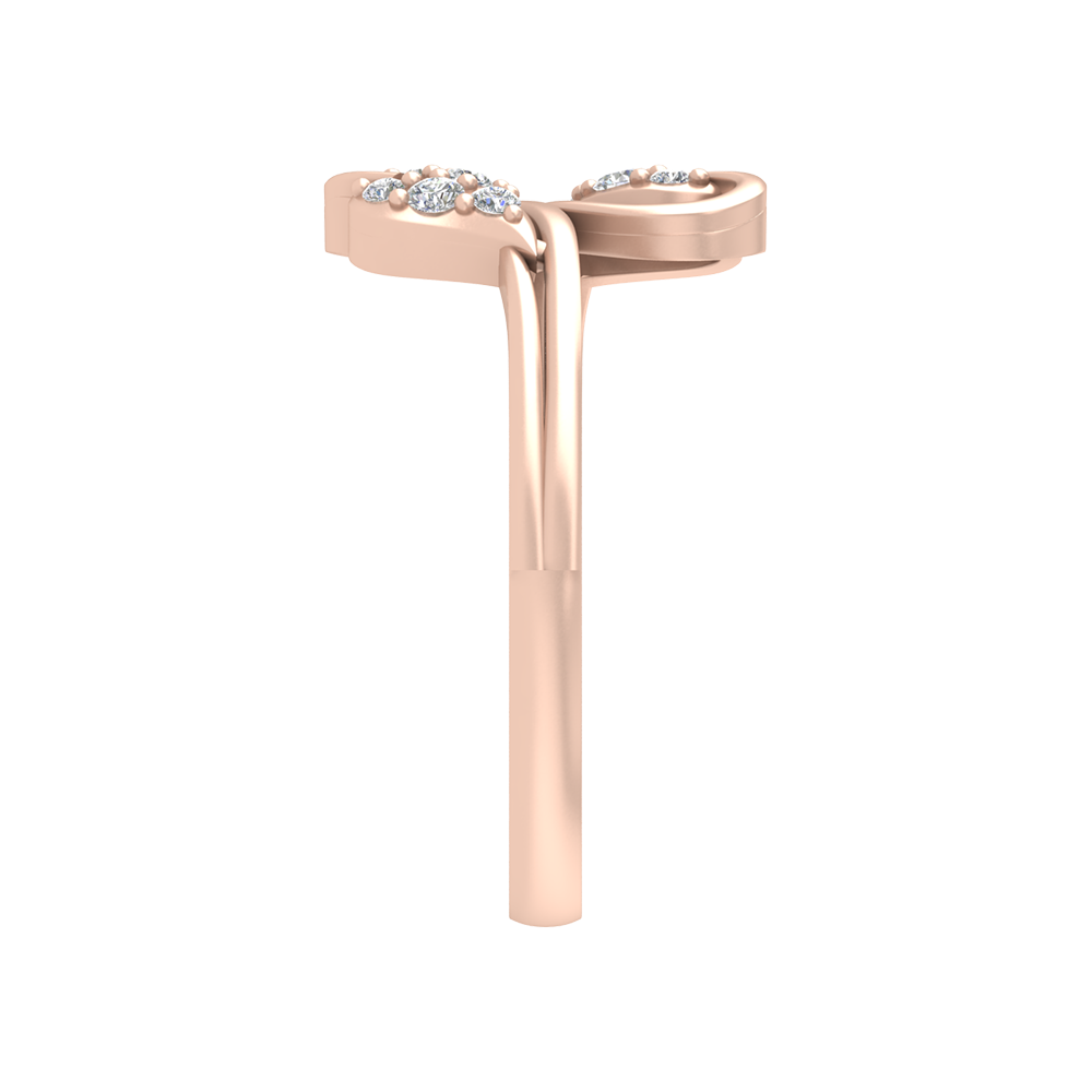 Dual Leaves Diamond Band In 925 Sterling Silver - Three