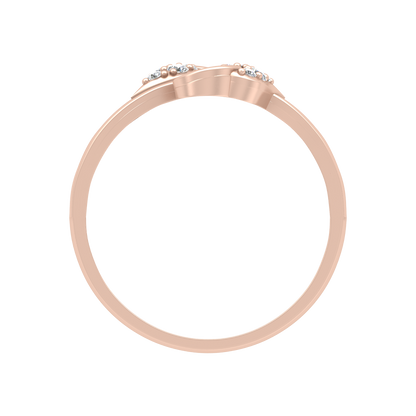 Dual Leaves Diamond Band In 925 Sterling Silver - Four