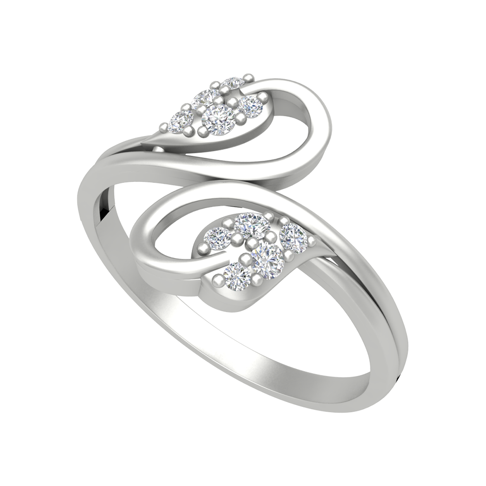 Dual Leaves Diamond Band - Five