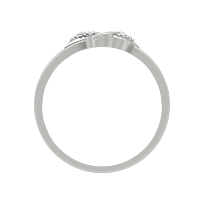 Dual Leaves Diamond Band In 925 Sterling Silver - Eight
