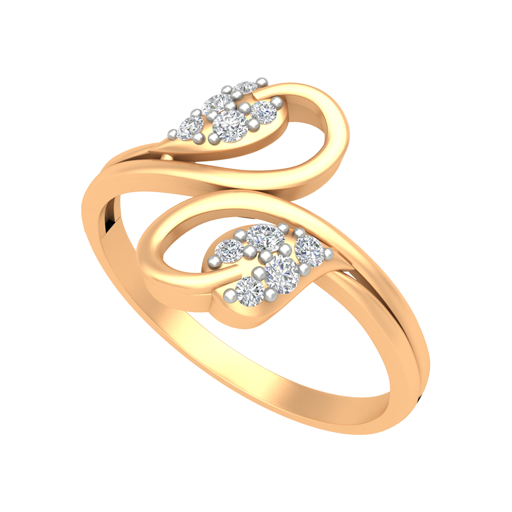 Dual Leaves Diamond Band In 925 Sterling Silver - Nine