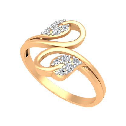 Dual Leaves Diamond Band In 925 Sterling Silver - Nine