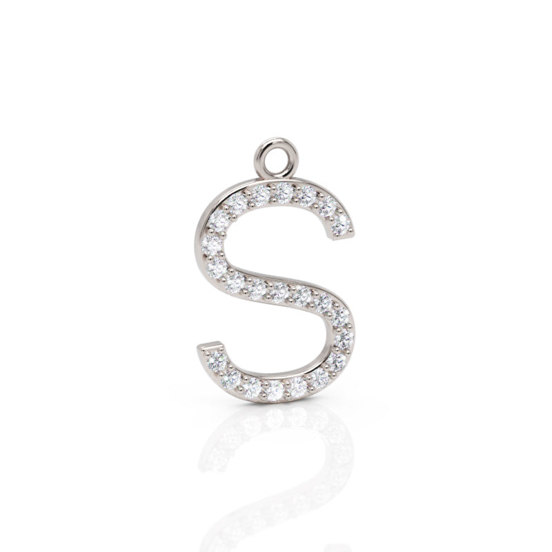 Diamond Letter S Initial Charm - One