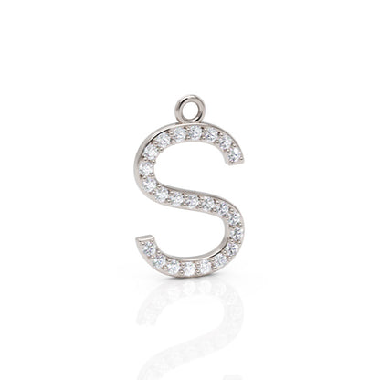 Diamond Letter S Initial Charm - One