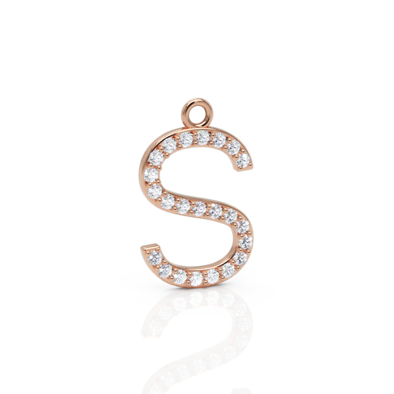 Diamond Letter S Initial Charm - Three