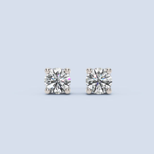1.60 CT Classic Round Diamond Solitaire Stud Earrings 6 MM