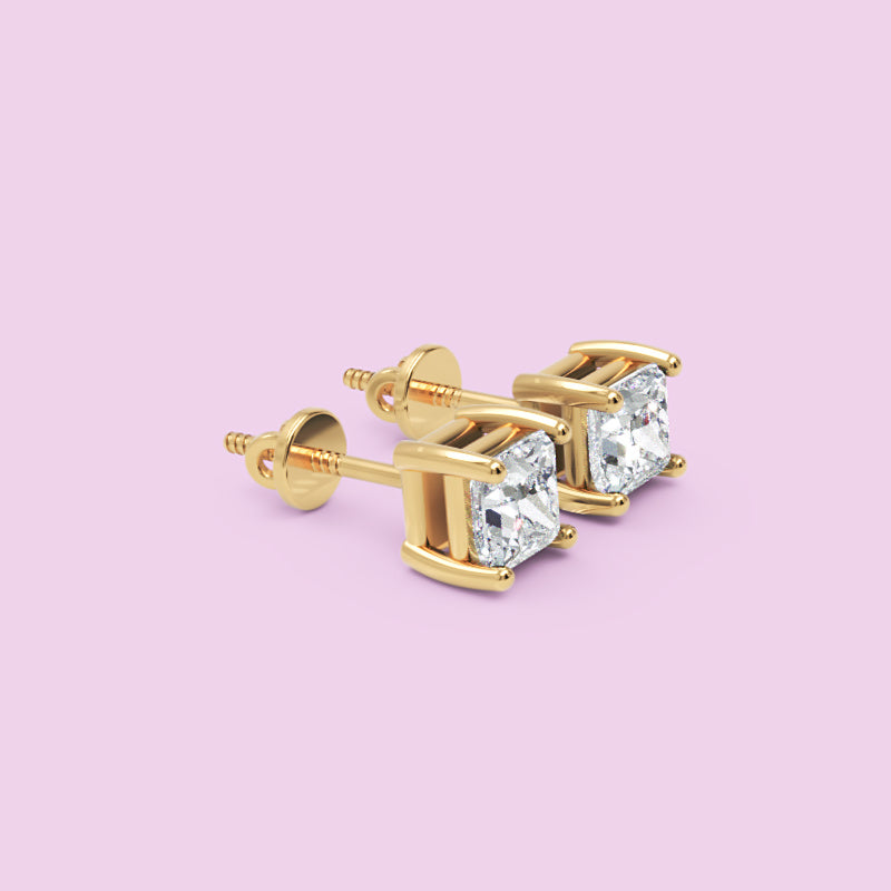 Princess Cut Diamond Stud Earrings In White Gold - Seven