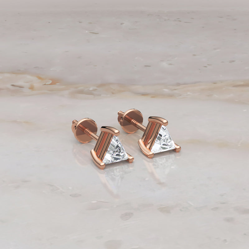 Triangle Cut Stud Earrings - Four