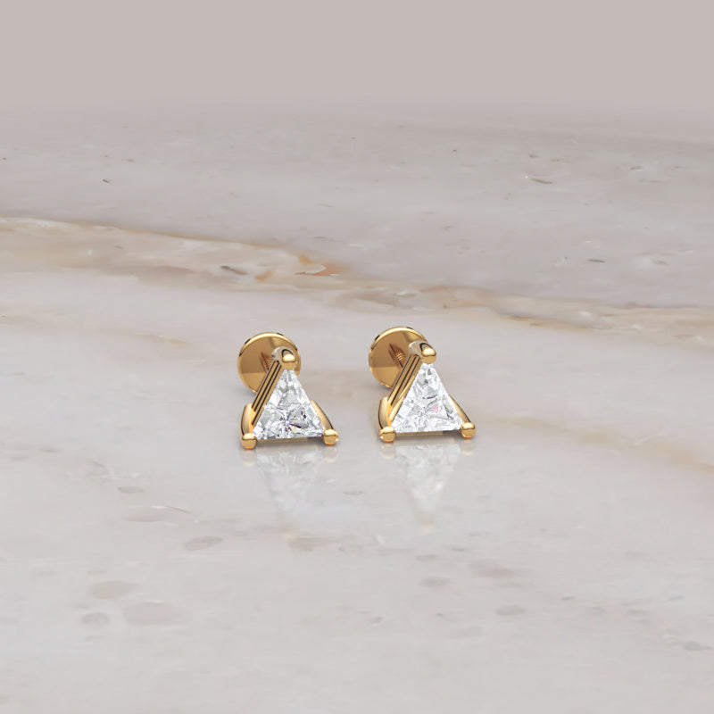 Triangle Cut Stud Earrings - Six