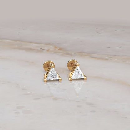 Triangle Cut Stud Earrings - Six