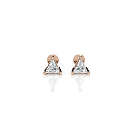 Triangle Cut Diamond Stud Earrings In White Gold - Four