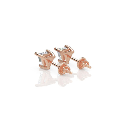 Triangle Cut Diamond Stud Earrings In White Gold - Five