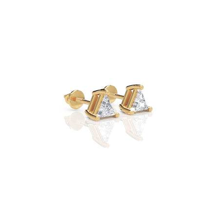Triangle Cut Diamond Stud Earrings In White Gold - Six