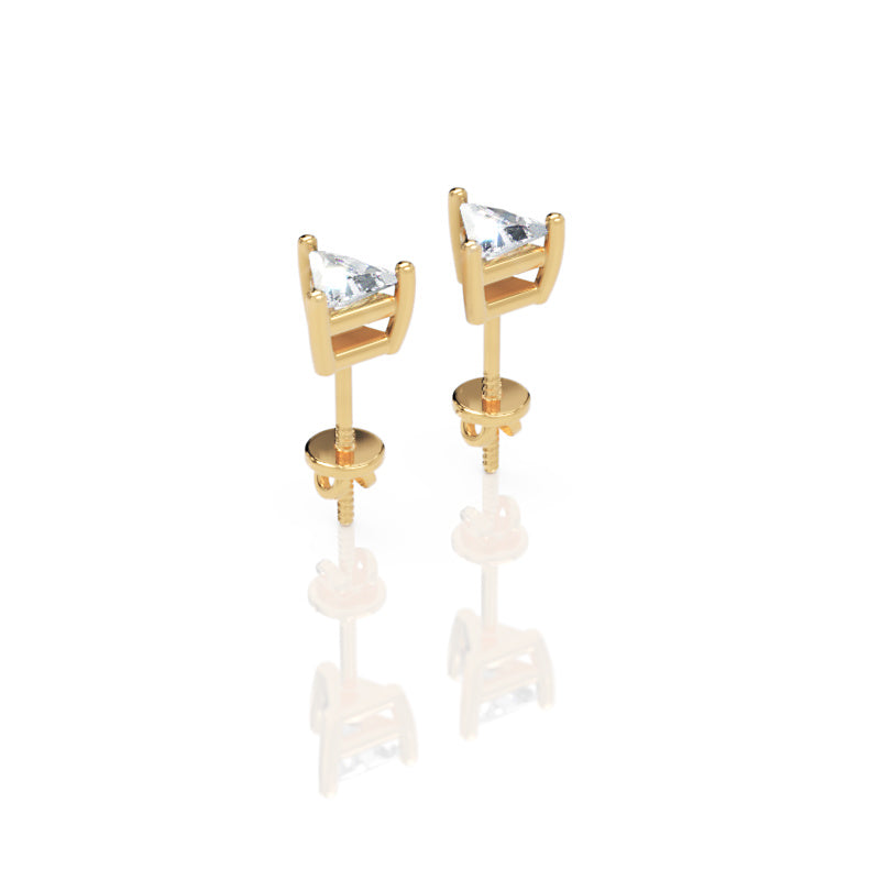 Triangle Cut Diamond Stud Earrings In White Gold - Seven