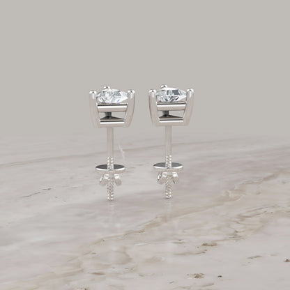 Triangle Diamond Stud Earrings In White Gold - Three