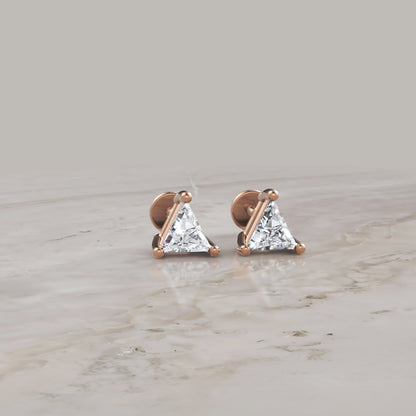 Triangle Diamond Stud Earrings In White Gold - Four