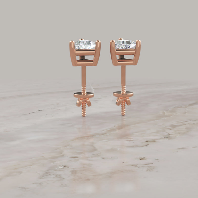 Triangle Diamond Stud Earrings In White Gold - Five
