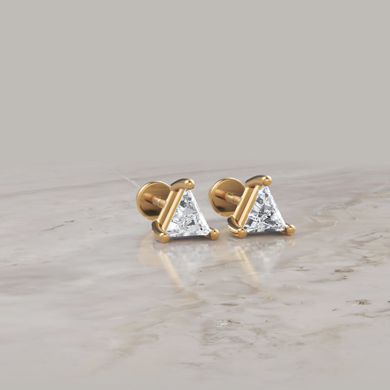 Triangle Diamond Stud Earrings In White Gold - Six