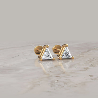 Triangle Diamond Stud Earrings In White Gold - Six
