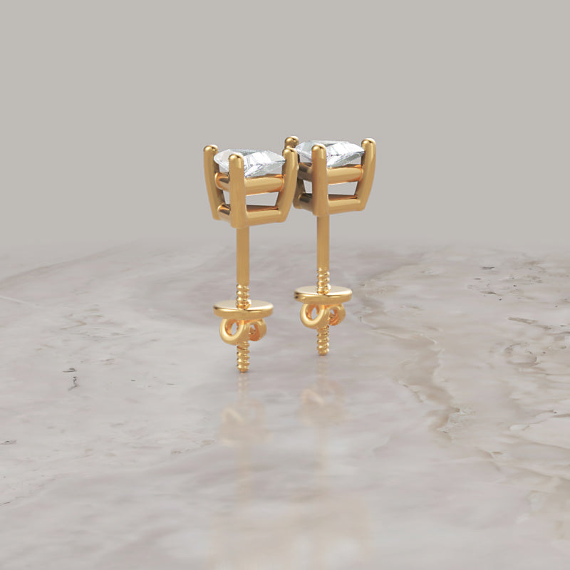 Triangle Diamond Stud Earrings In White Gold - Seven