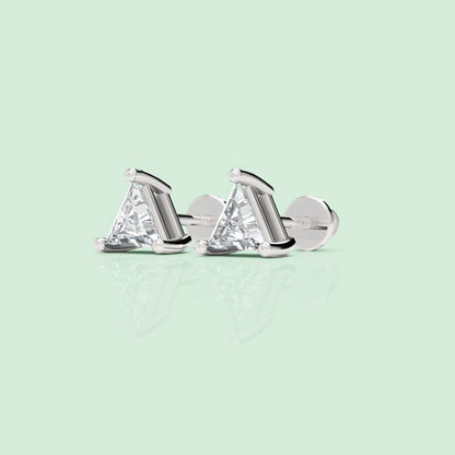 Triangle Diamond Stud Earrings - One