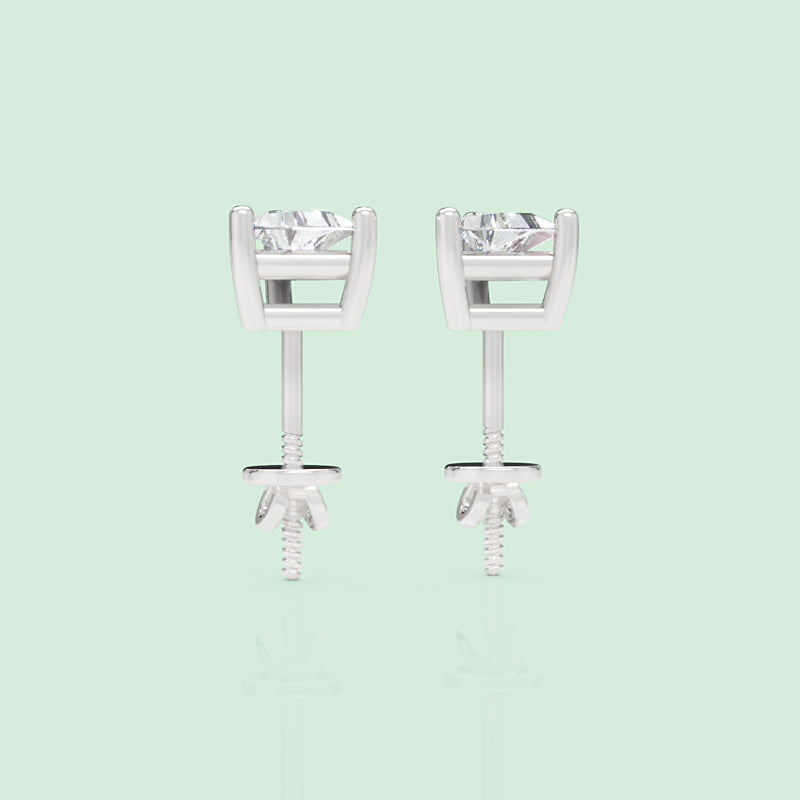 Triangle Diamond Stud Earrings - Three
