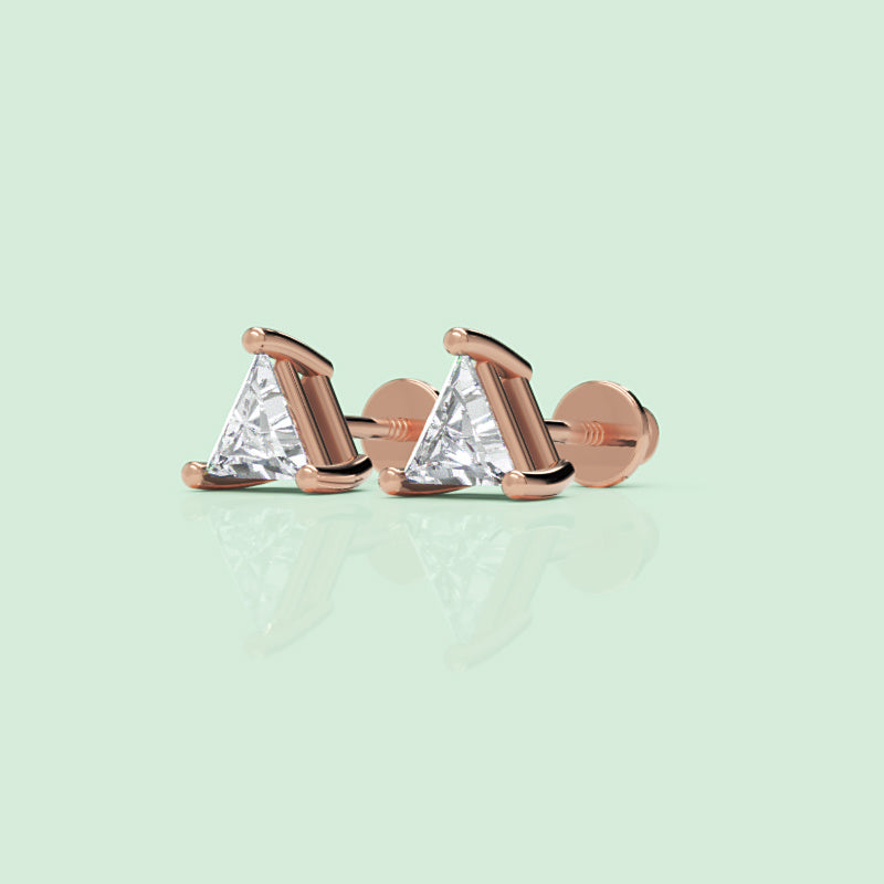 Triangle Diamond Stud Earrings - Four