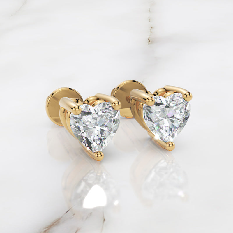 Heart Shaped Diamond Stud Earrings In White Gold - Four