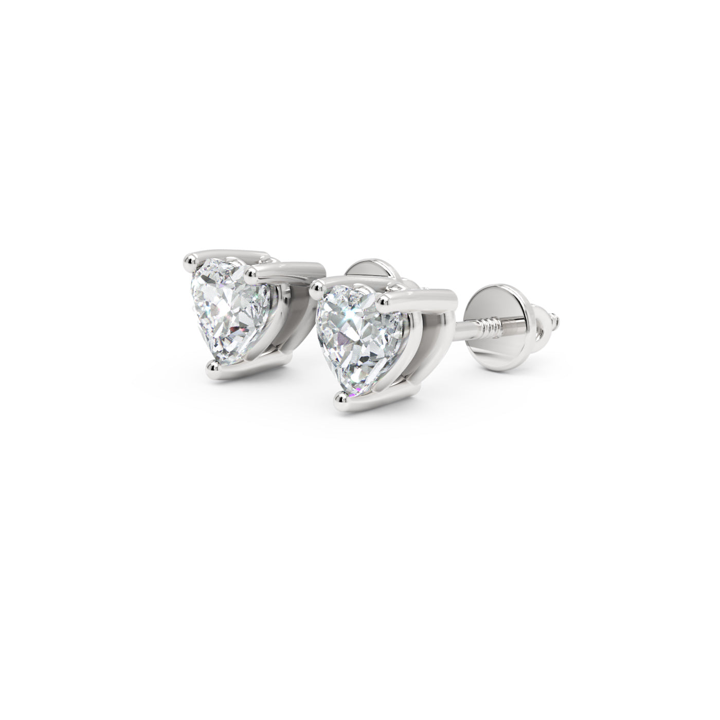 Heart Cut Diamond 6 Mm Stud Earrings In White Gold - One