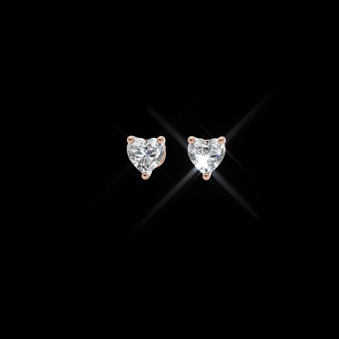 Heart Cut Diamond 6 Mm Stud Earrings In White Gold - Three