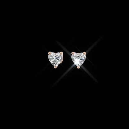 Heart Cut Diamond 6 Mm Stud Earrings In White Gold - Three