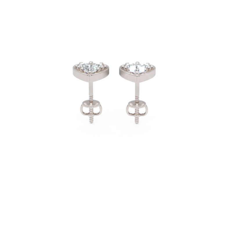 Diamond Heart Petite Stud Earrings In Gold - Three