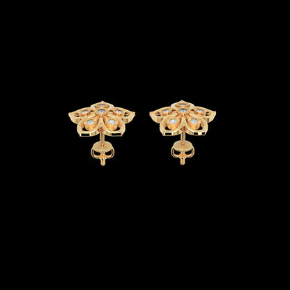 Diamond Flower Stud Modern Earrings In White Gold - Seven