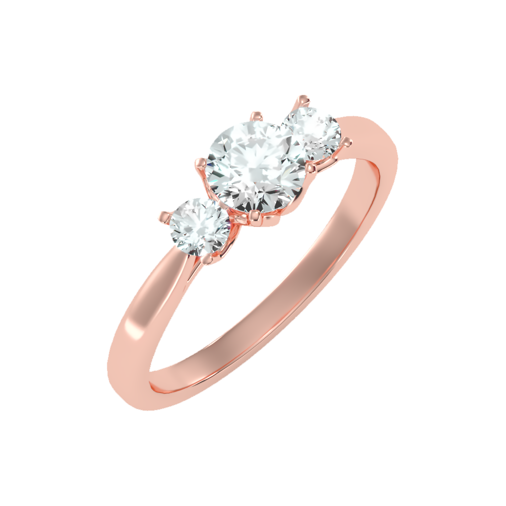 Ebullience Three Stone Diamond Engagement Ring In 925 Sterling Silver - One