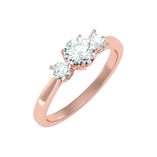 Ebullience Three Stone Diamond Engagement Ring In 925 Sterling Silver - One